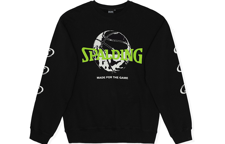 Spalding Basketball Logo Pullover Sweatshirt Black - Unisex Casual Crewneck LBW00SW011-15