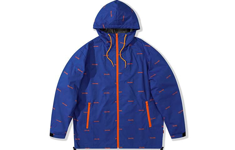 Spalding Casual Sports All-Over Print Hoodie Jacket Unisex Blue LAW01JK030-75