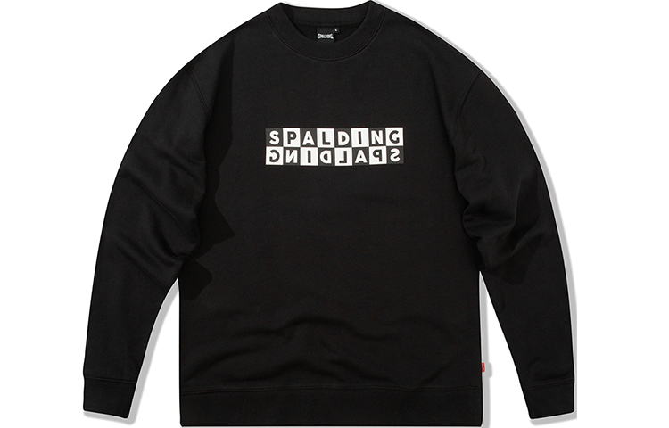 Spalding Checkered Logo Print Pullover Sweatshirt Unisex Black LAW01SW001-15