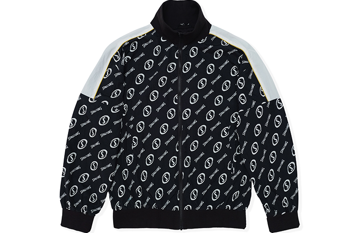 Spalding Colorblock Logo Print High-Neck Sports Jacket Unisex Black LBW01JK026-15