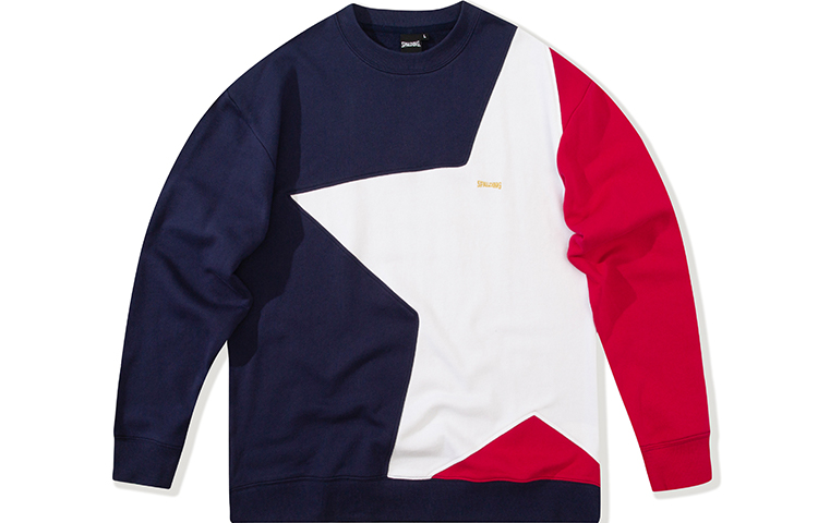 Spalding Colorblock Star Loose Crewneck Sweatshirt Navy Unisex LAW01SW013-78
