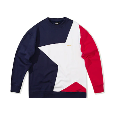 Spalding Colorblock Star Loose Crewneck Sweatshirt Navy Unisex LAW01SW013-78