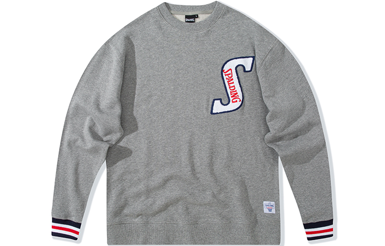 Spalding Embroidered Logo Crewneck Sweatshirt Loose Fit Unisex Light Gray LAW00SW004-22