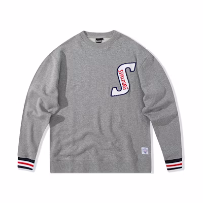 Spalding Embroidered Logo Crewneck Sweatshirt Loose Fit Unisex Light Gray LAW00SW004-22