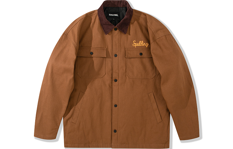 Spalding Embroidered Logo Retro Jacket for Couples - Dark Brown LAW01JK003-58