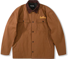 Spalding Embroidered Logo Retro Jacket for Couples - Dark Brown LAW01JK003-58 Spalding Embroidered Logo Retro Jacket for Couples - Dark Brown LAW01JK003-58