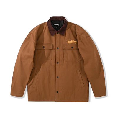 Spalding Embroidered Logo Retro Jacket for Couples - Dark Brown LAW01JK003-58