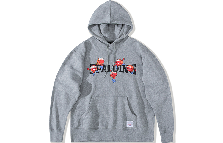 Spalding Fun Logo Print Gray Hoodie Sweatshirt Unisex LAW01SH022-22