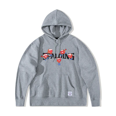 Spalding Fun Logo Print Gray Hoodie Sweatshirt Unisex LAW01SH022-22