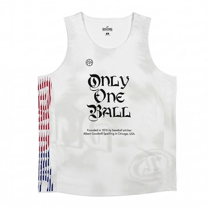 Spalding Gothic Letter Basketball Jersey Red White Unisex Breathable Sleeveless Top 26Q2MSCPVS2040-FT1