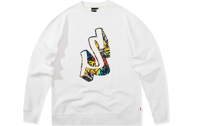 Spalding Graffiti Letter Printed Crewneck Sweatshirt Unisex White LAW01SW014-05