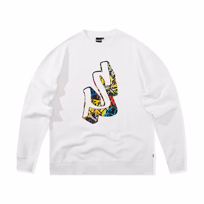 Spalding Graffiti Letter Printed Crewneck Sweatshirt Unisex White LAW01SW014-05