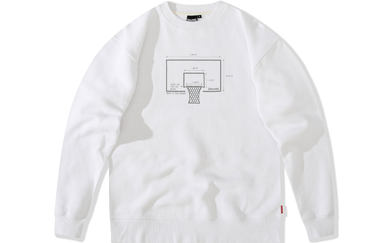 Spalding Hoop Print Crewneck Sweatshirt Unisex White LAW01SW019-05