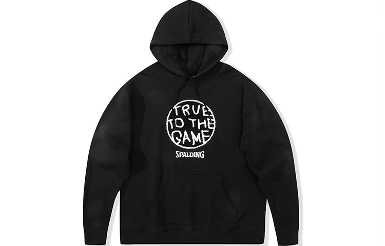 Spalding Letter Print Hoodie Black Unisex Casual Sports Pullover LAW01SH002-15