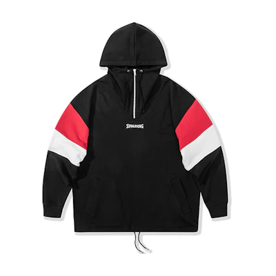 Spalding Logo Colorblock Half-Zip Hoodie Black Unisex LAW01SH012-15