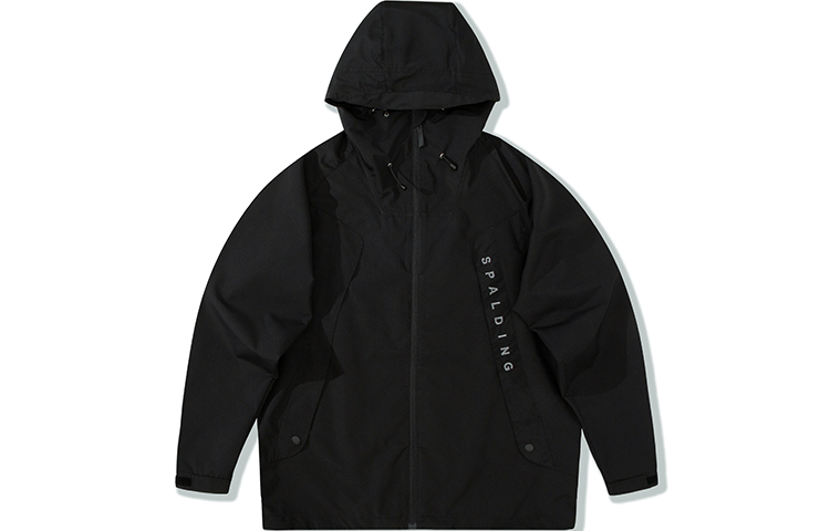 Spalding Logo Hoodie Jacket Black Unisex Casual Style LAW01JK007-15