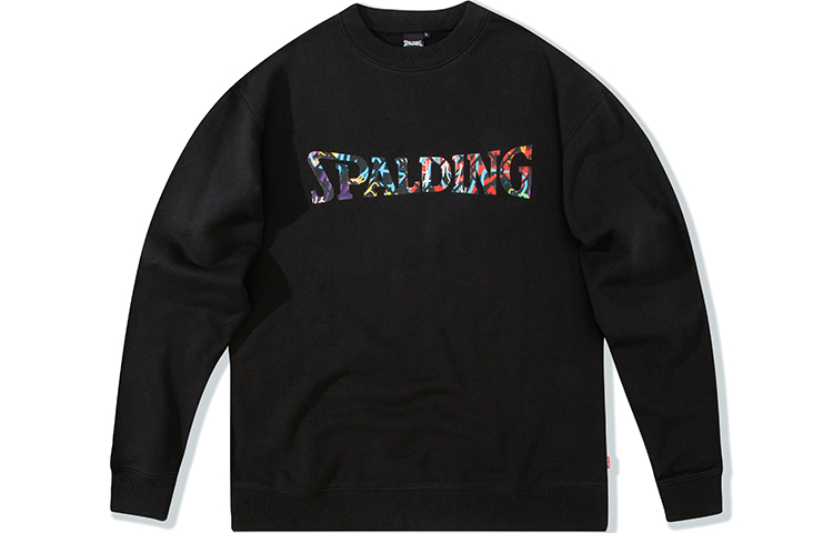 Spalding Logo Print Crewneck Sweatshirt Black Unisex Sportswear LAW01SW022-15