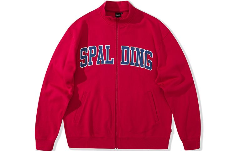 Spalding Logo Print Red Zip-Up Sweater Jacket Unisex LAW01SW012-35