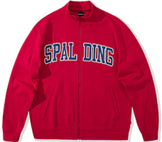 Spalding Logo Print Red Zip-Up Sweater Jacket Unisex LAW01SW012-35 Spalding Logo Print Red Zip-Up Sweater Jacket Unisex LAW01SW012-35