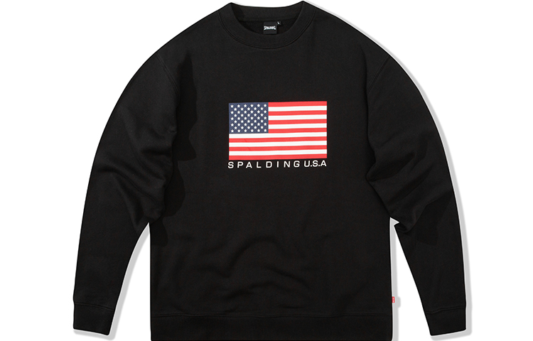 Spalding Printed Crewneck Sweatshirt Black Unisex Casual Pullover LAW01SW009-15