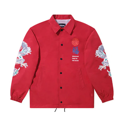 Spalding Red Casual Sports Polo Collar Jacket for Couples LBS09JK004-35