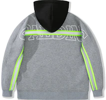 Spalding Striped Patchwork Print Hoodie Unisex Grey LAW01SH017-22 Spalding Striped Patchwork Print Hoodie Unisex Grey LAW01SH017-22