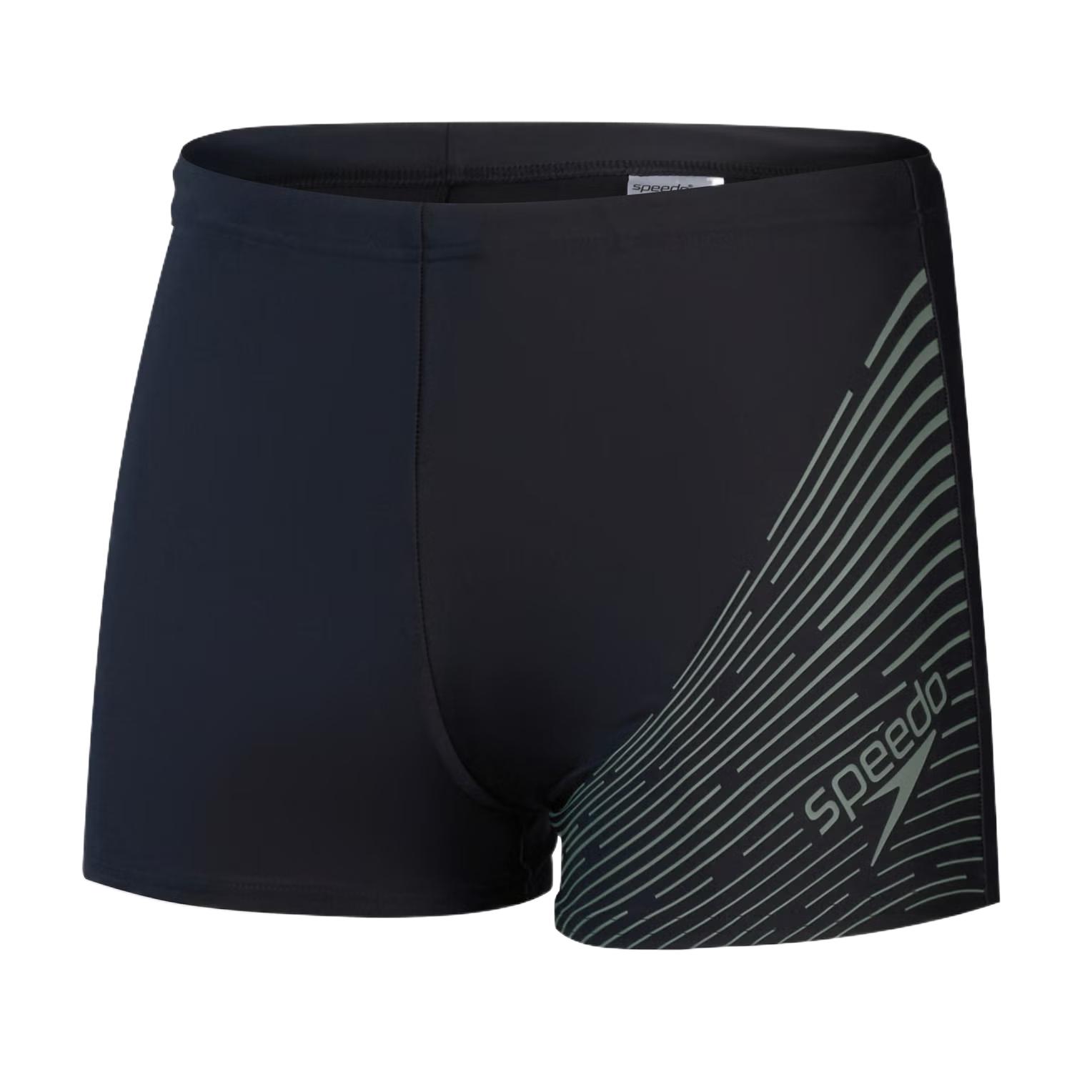 Speedo Medley Logo  Black Striped Mid-Rise Stretch Swim Shorts. 81135417512