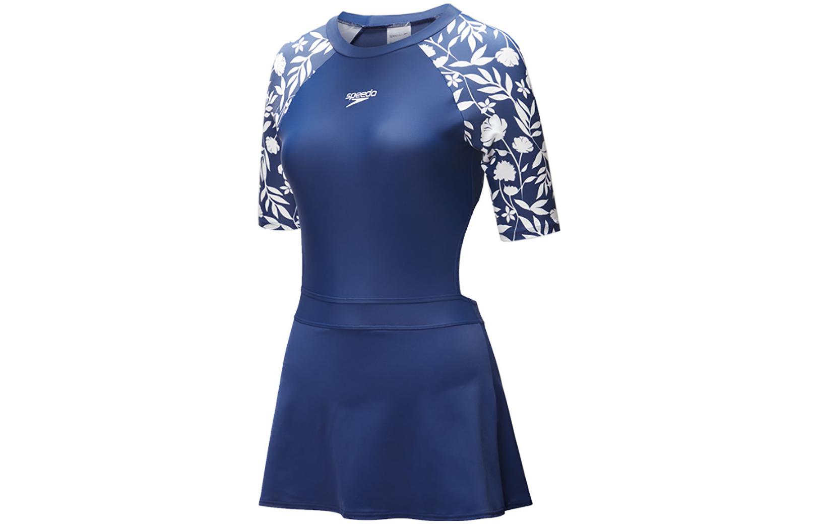 Speedo Slim Fit Short-Sleeve One-Piece Swimsuit Blue 8-13571G575