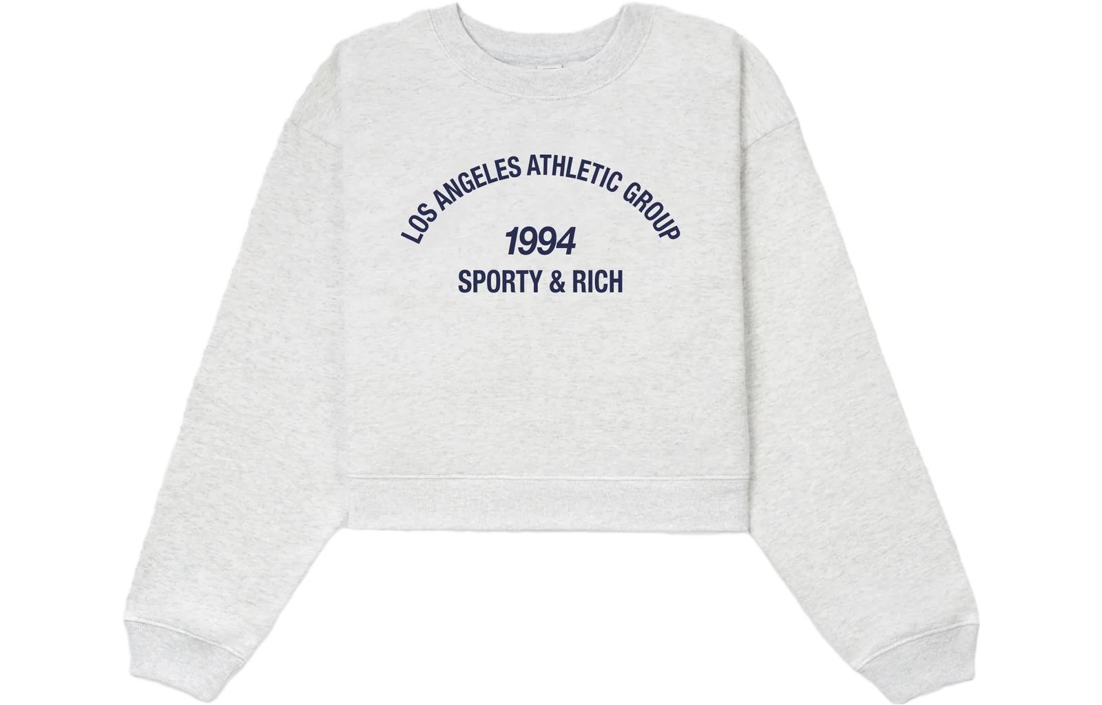 Sporty & Rich Alphanumeric Crewneck Long Sleeve Sweatshirt Unisex Grey CR1025HG