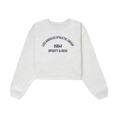 Sporty & Rich Alphanumeric Crewneck Long Sleeve Sweatshirt Unisex Grey CR1025HG