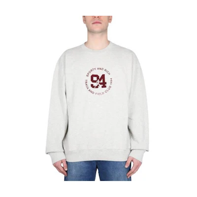 Sporty & Rich Beige Unisex Long Sleeve Sweatshirt with Numeric Letter Print CR644HOHEATHEROATMEAL