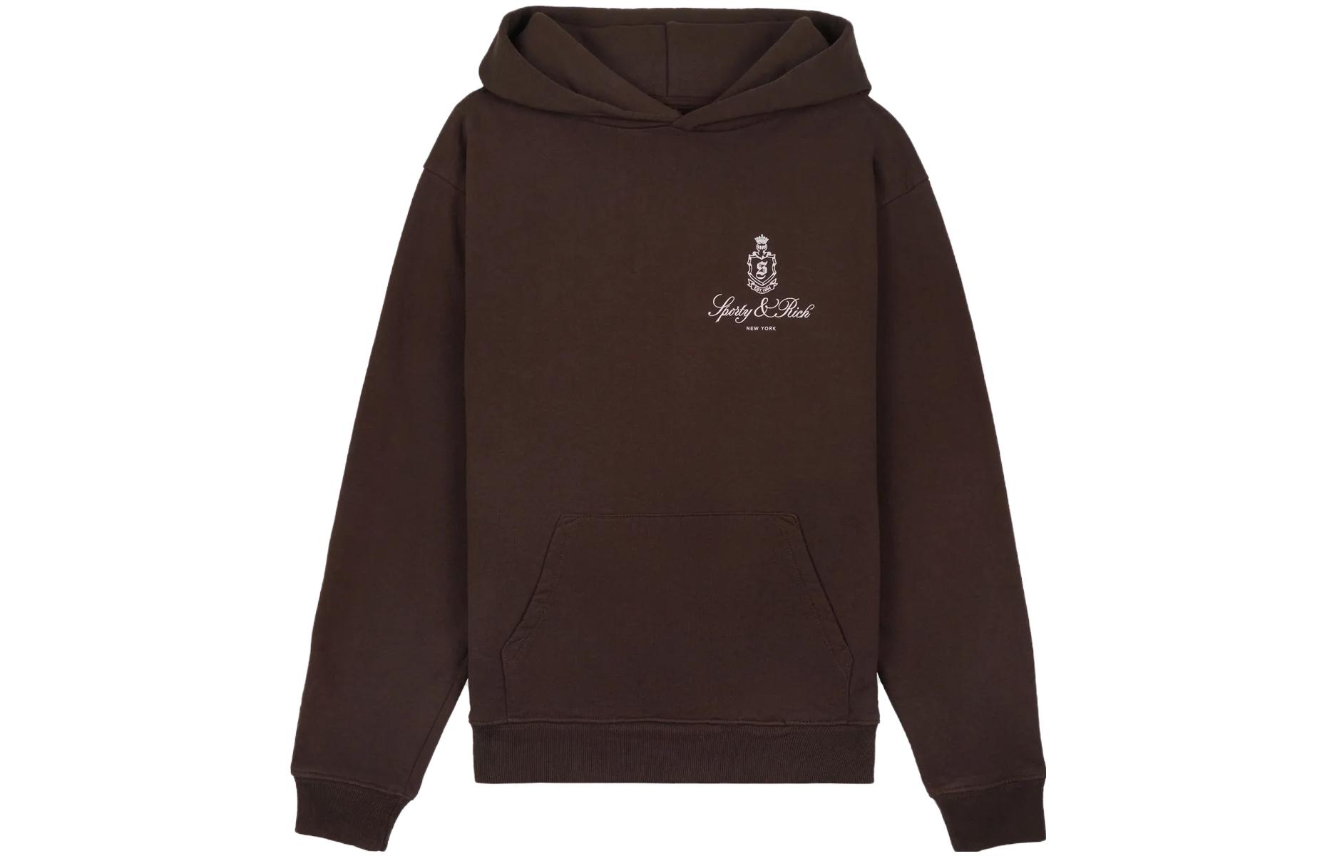 Sporty & Rich Brown Letter Logo Hoodie Unisex HO981CH
