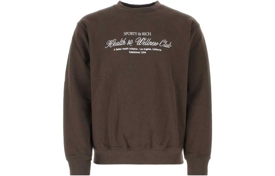 Sporty & Rich Brown Unisex Crewneck Sweatshirt with Solid Letter Print CR665CH