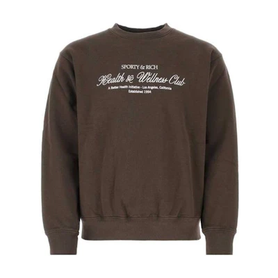 Sporty & Rich Brown Unisex Crewneck Sweatshirt with Solid Letter Print CR665CH
