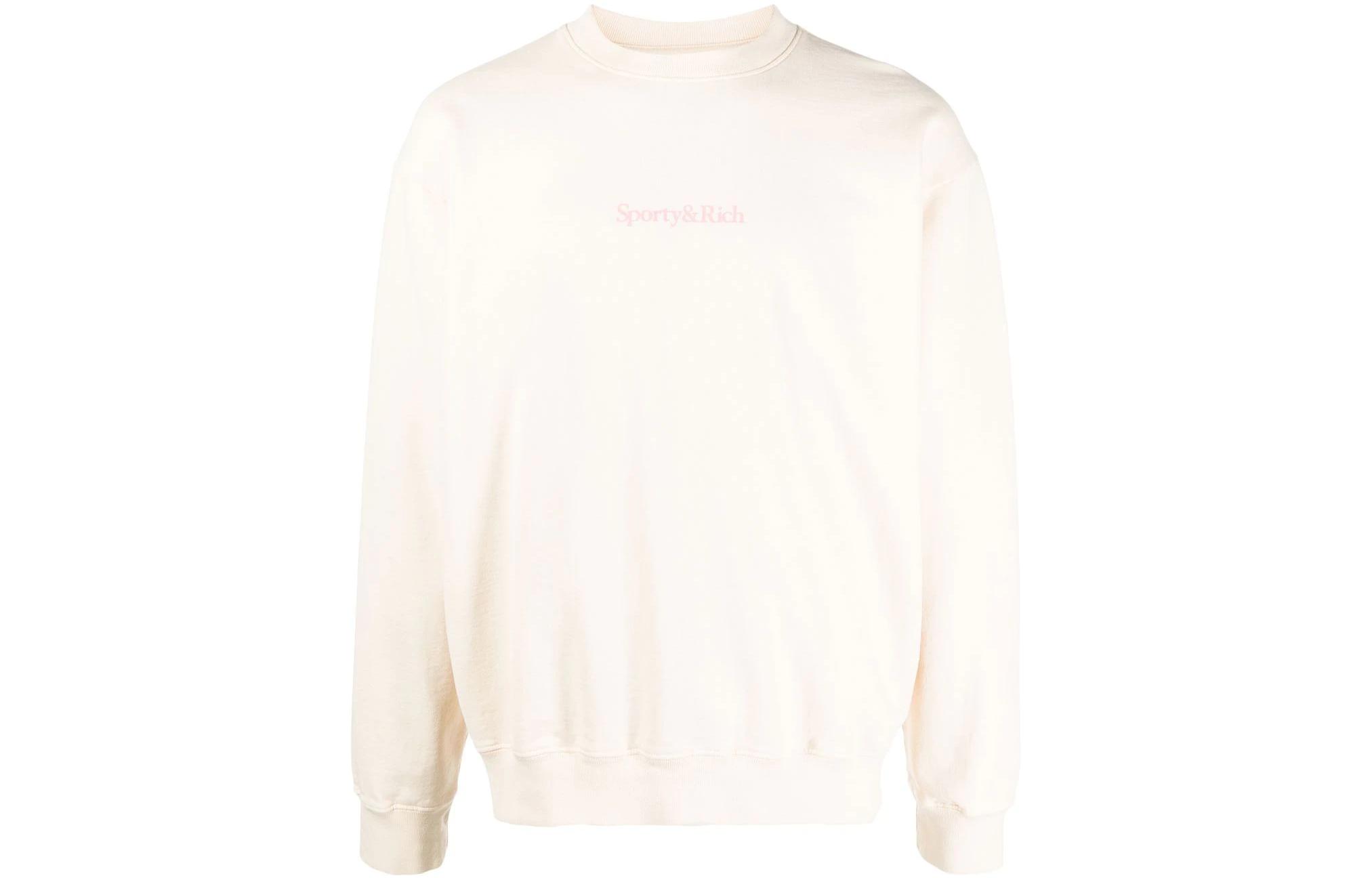 Sporty & Rich FW22 Beige Crewneck Sweatshirt with Logo Print Unisex CR633CRFCR