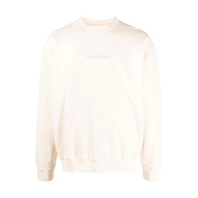 Sporty & Rich FW22 Beige Crewneck Sweatshirt with Logo Print Unisex CR633CRFCR