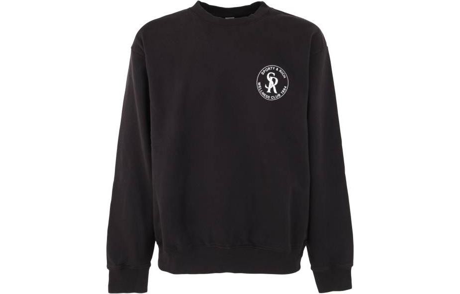 Sporty & Rich FW22 Black Crewneck Sweatshirt with Letter Print CR651FB