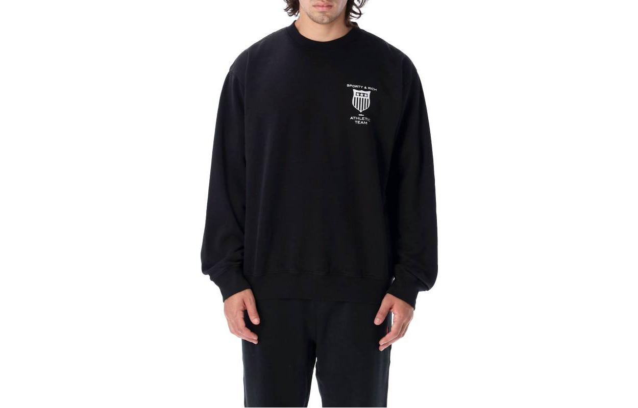 Sporty & Rich FW22 Geometric Print Pullover Sweatshirt Unisex Black CR625BK