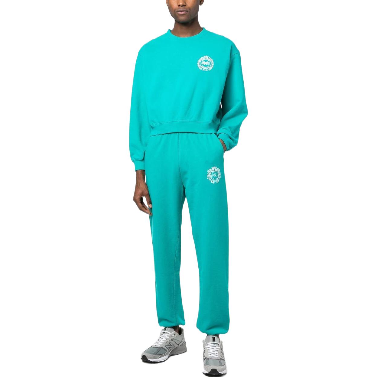 SPORTY & RICH FW22 Graphic Print Crewneck Pullover Sweatshirt Men Blue Green CR635TETEAL 圖 3