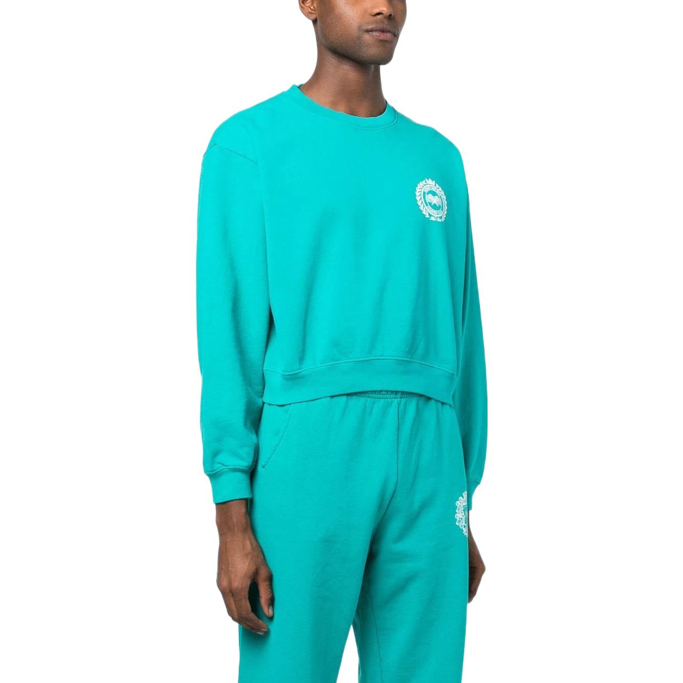 SPORTY & RICH FW22 Graphic Print Crewneck Pullover Sweatshirt Men Blue Green CR635TETEAL 圖 5
