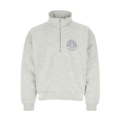 Sporty & Rich FW22 Grey Solid Half-Zip Pullover Sweatshirt QZ671HGHEATHERGRAY