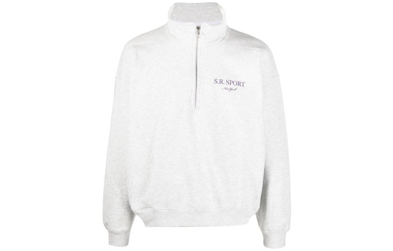 Sporty & Rich FW22 Letter Logo Half-Zip Sweatshirt Unisex Grey QZ431HG