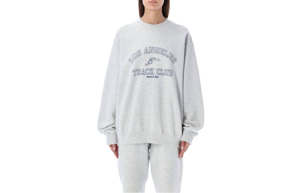 Sporty & Rich FW22 Letter Print Crewneck Sweatshirt Unisex - Gray CR642HGFHG