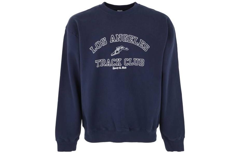Sporty & Rich FW22 Logo Crewneck Long Sleeve Sweatshirt Navy CR656NANAVY