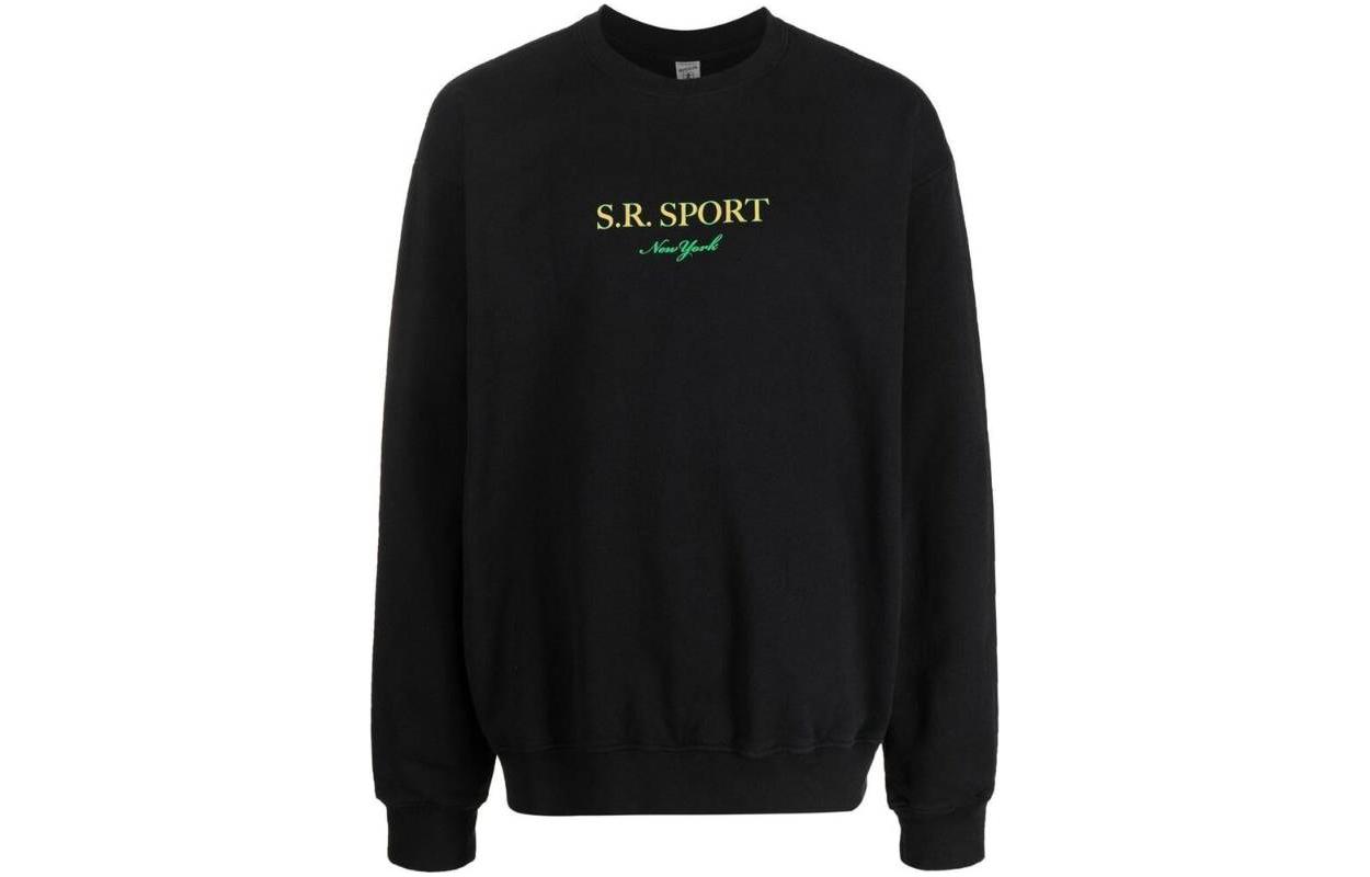 Sporty & Rich FW22 Logo Crewneck Sweatshirt Unisex Black CR475FBWIMBLEDONBLACK
