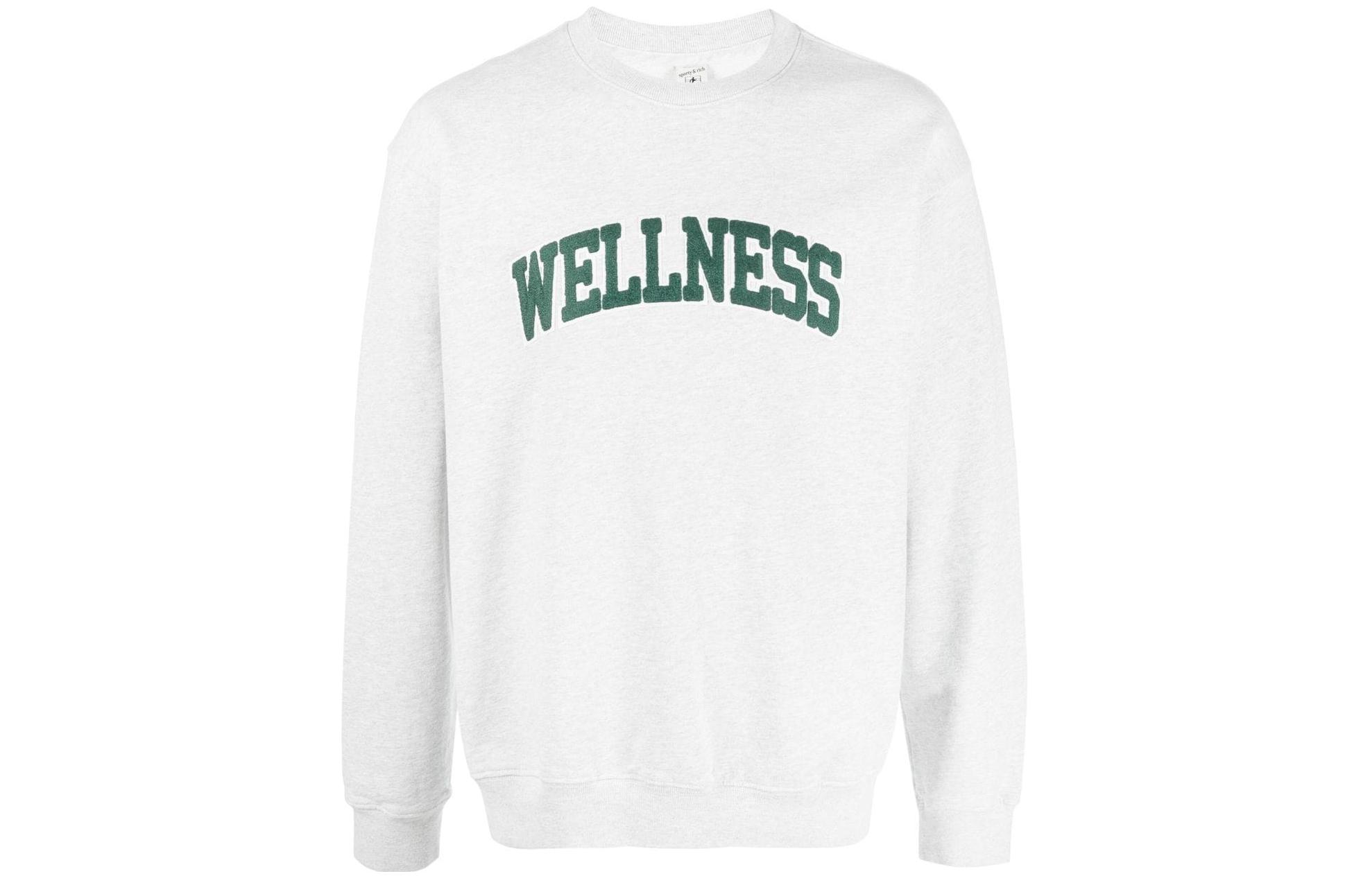 SPORTY & RICH FW22 Logo Patch Pullover Sweatshirt Unisex Ash Grey. CR623GH