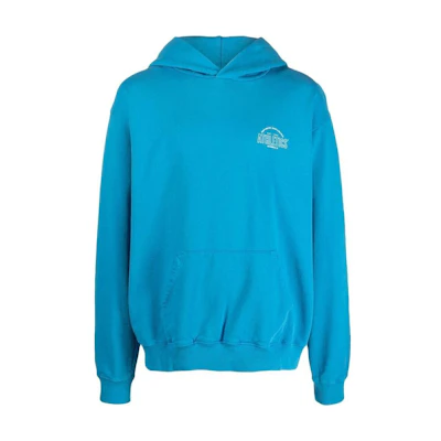 Sporty & Rich FW22 Logo Print Blue Hoodie for Men HO482OC