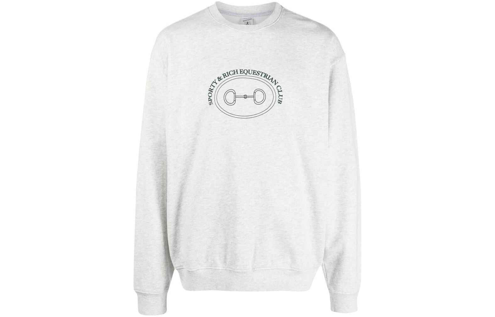 Sporty & Rich FW22 Logo Print Crewneck Sweatshirt Men’s Grey CR493HGEQUESTRIANHEGRE