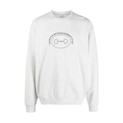 Sporty & Rich FW22 Logo Print Crewneck Sweatshirt Men’s Grey CR493HGEQUESTRIANHEGRE