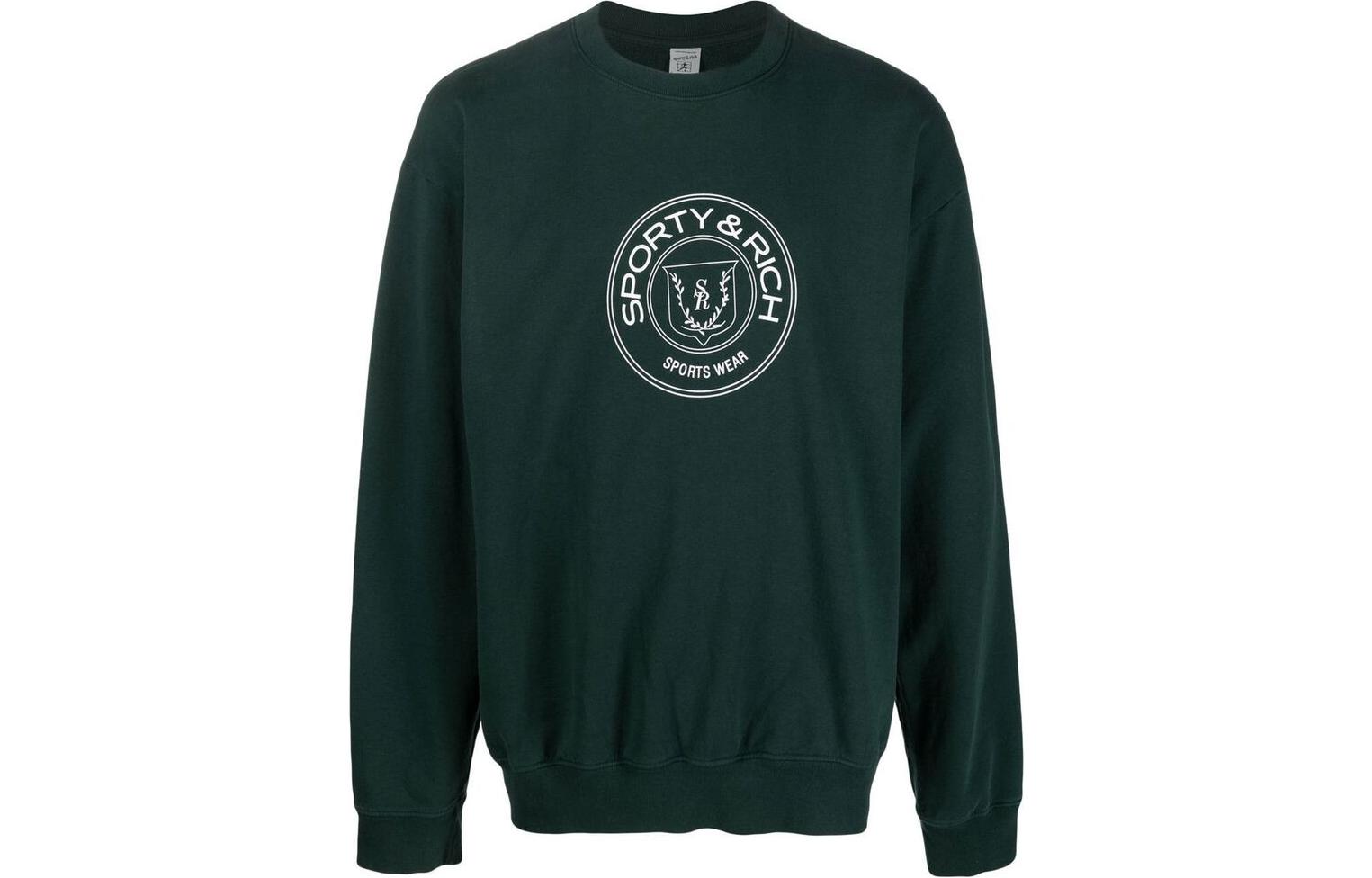 Sporty & Rich FW22 Logo Print Crewneck Sweatshirt Unisex Green CR491FG